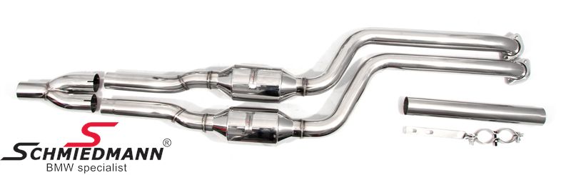 Schmiedmann uitlaat middenstuk incl. 300cell en Euro3D4 metalen sportkatalysatoren M52/M54